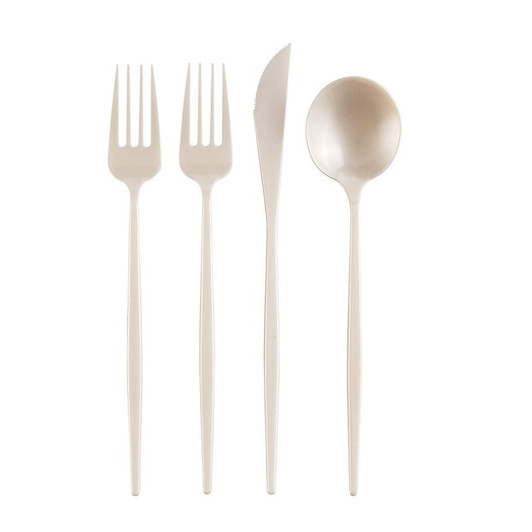 Cream Plastic Cutlery Forks, 20ct.