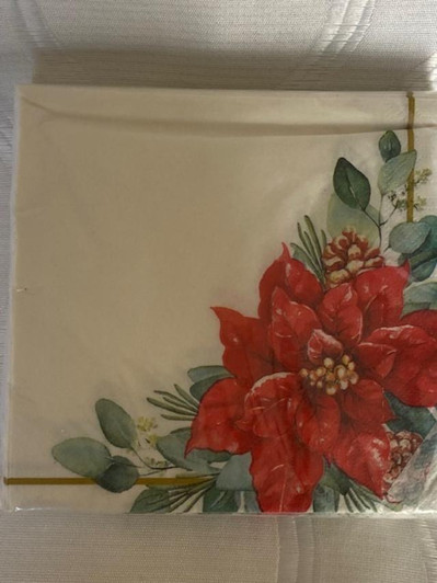 Holiday Time Christmas Red Poinsettia Lunch Napkins, 32 Ct.