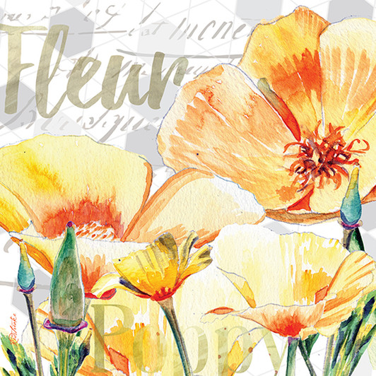 IHR Poppy Floral Yellow Cocktail Napkins 20ct.