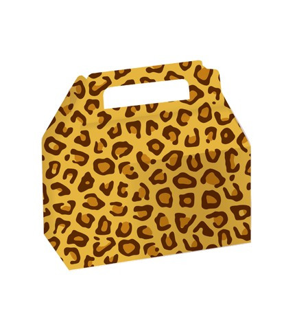 Leopard Cookie/Candy Treat Boxes with Carry Handle, 2 count
