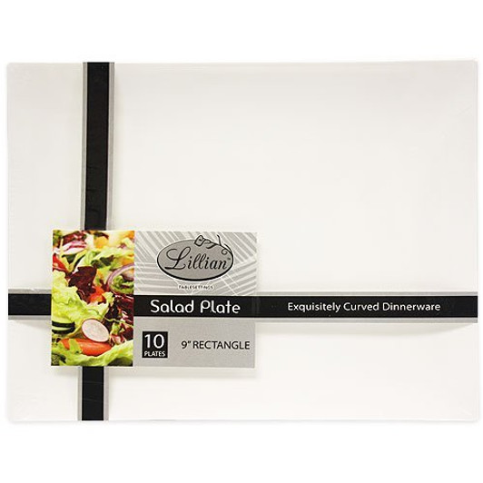 Lillian White 9" Rectangular Plastic Luncheon Plates 10ct.