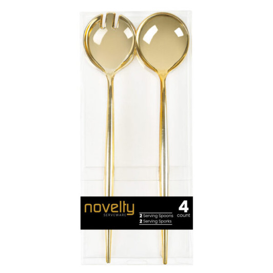 Novelty Gold Plastic Serving Spoon & Spork 4ct.