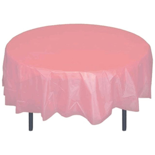 Pink 84" Round Plastic Tablecloths