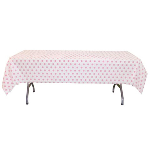 Pink Polka Dot Plastic Tablecloths 54" x 108"