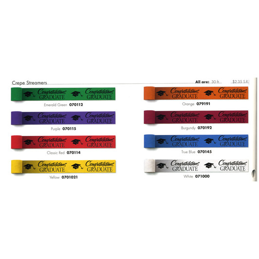 Purple Graduation Crepe Streamers 30ft. 2ct.