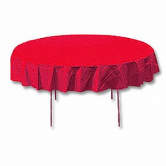 Real Red 82" Octy Round Polylined Tablecloths