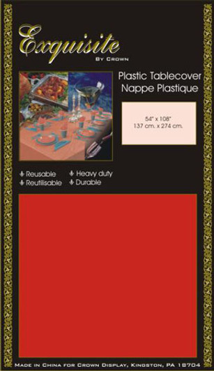 Red Plastic Tablecover 54" x 108"