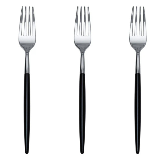 Reflections Duet Silver & Black Plastic Fork 20ct.
