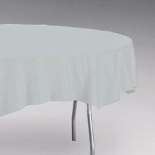 Silver Polylined Disposable Tablecloths 82" Round