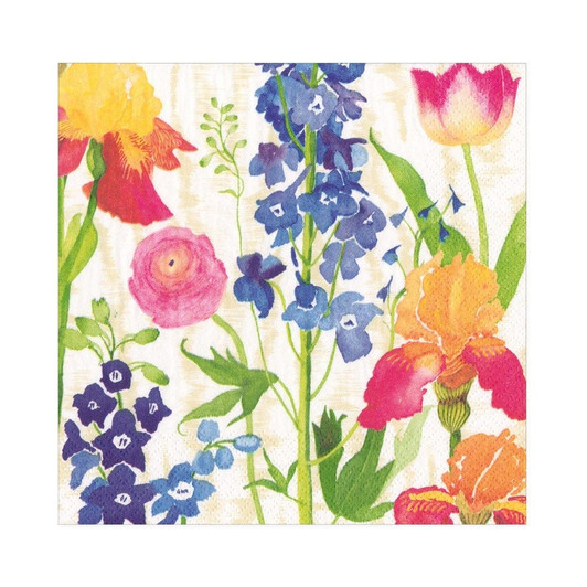 Summer Garden Paper Floral Luncheon Napkins in White - 20 Per Package