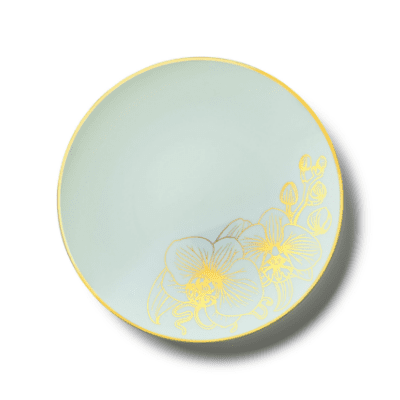Turquoise / Gold Orchid Floral Collection Floral Collection 6" Dessert / Cake Plastic Plates 10ct.