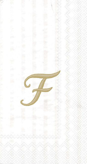White w/ Gold Monogram "F" Guest Towels 16ct.