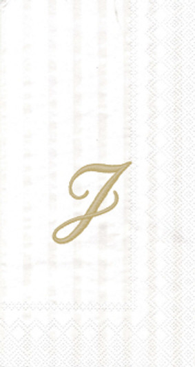White w/ Gold Monogram "J" Guest Towels 16ct.