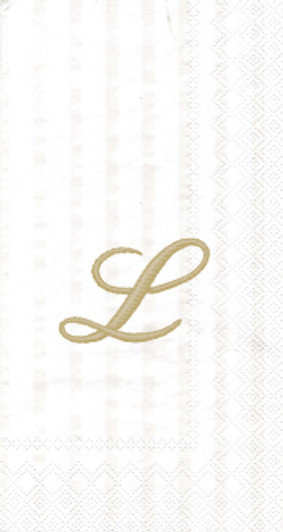 White w/ Gold Monogram "L" Guest Towels 16ct.
