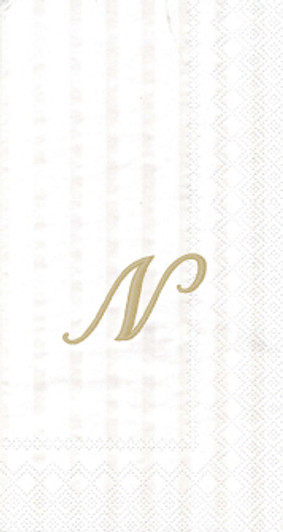 White w/ Gold Monogram "N" Guest Towels 16ct.