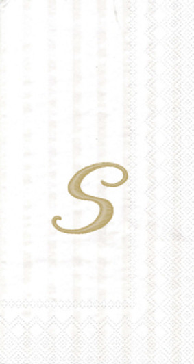 White w/ Gold Monogram "S" Guest Towels 16ct.