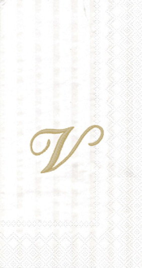 White w/ Gold Monogram "V" Guest Towels 16ct.