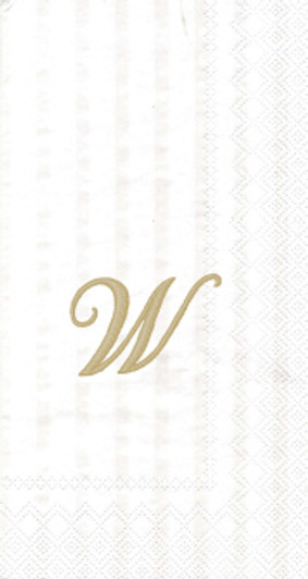 White w/ Gold Monogram "W" Guest Towels 16ct.
