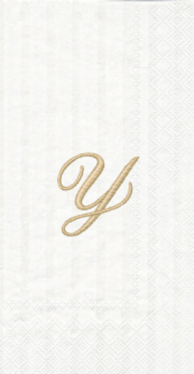 White w/ Gold Monogram "Y" Guest Towels 16ct.