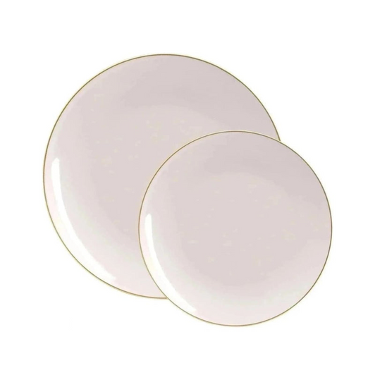 Linen w/ Gold Rim 7.25"  Plastic Wedding Salad / Appetizer Plates 10ct.