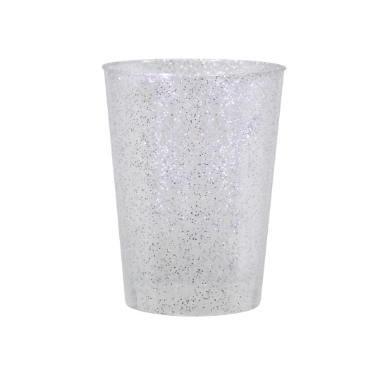 silver plastic glitter tumbler