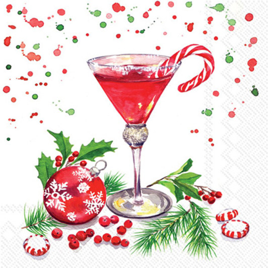 pink martini christmas cocktail napkin