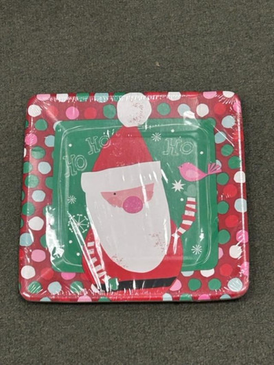 christmas santa 9" paper dinner plate
