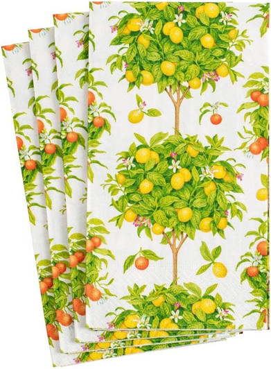 caspari lemon topiaries white guest napkins