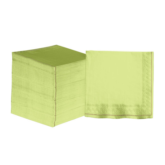 Lime Green with Gold Stripe Paper Lunch Napkins | 20 Napkins
