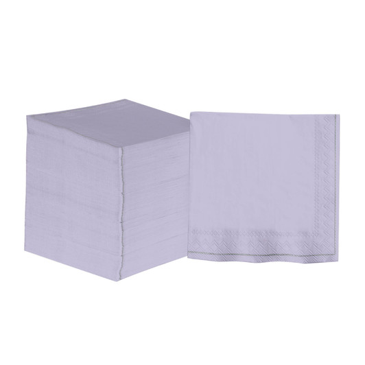 Lavender Purple with Silver Stripe Paper Lunch Napkins | 20 Napkins