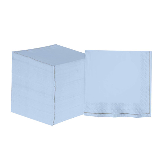 Ice Blue with Silver Stripe Paper Lunch Napkins | 20 Napkins