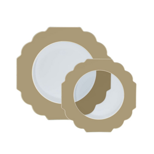 Luxe Party Flower Collection Clear w/ Gold Rim Plastic Plates