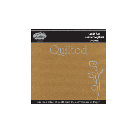 Quilted Gold Premium Paper Cloth-Like Dinner Napkin 30 Count