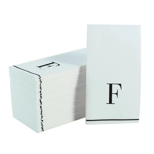 Disposable Paper Dinner Napkins with Black Monogram "F" - 42 Count (3 Sets of 14)