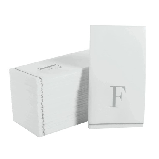 Disposable Paper Dinner Napkins with Silver Monogram "F" - 42 Count (3 Sets of 14)