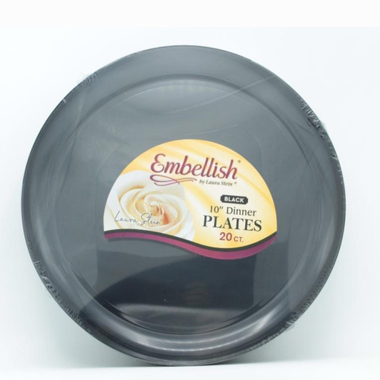 Embellish 10" black Plastic Scroll Plates 20ct.