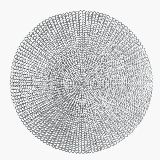Woven Silver Round Metallic Silver Vinyl Placemat | 1 Placemat