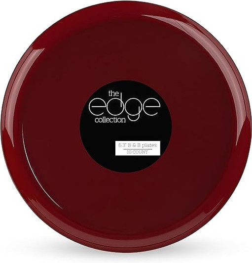 Red Edge 6.3" Plastic Appetizer / Dessert Party Plates 10ct.