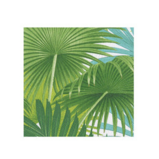 Palm Fronds White Cocktail Napkins - Pack of 20