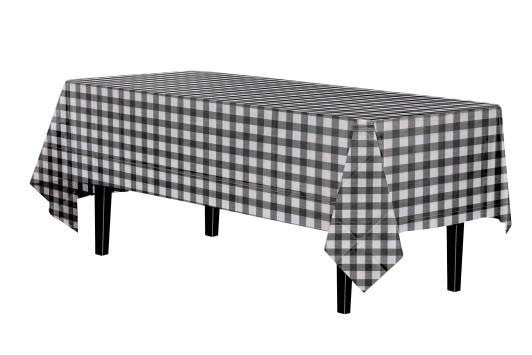Black Gingham Plastic Patterned Tablecloths 54" x 108"
