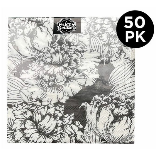 Black and White Cocktail Square Paper Napkins - Pack of 50