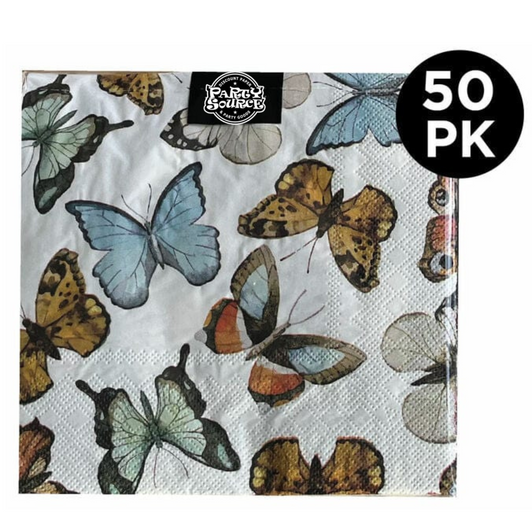 Butterfly Square Paper Lunch Napkins - Pack of 50