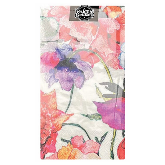 Red Flowers Rectangular Paper Dinner Napkins - Pack of 40