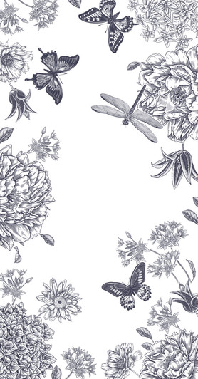 Dragonfly Toile Black Disposable Floral Airlaid Buffet / Guest Napkins - Pack of 16