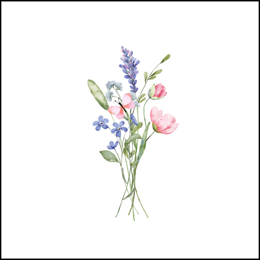 Pink Watercolor Garden Disposable Airlaid Buffet / Cocktail Napkins - Pack of 20