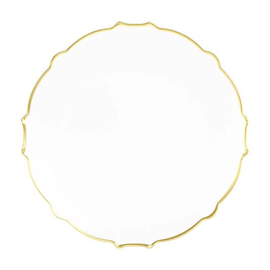 Clear w/ Gold Border 10 Inch plastic Party Petal Plates