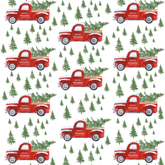 Red Christmas Truck Charger 12.5" x 12.5" Durable Heavyweight Paper Elegant Table Setting - 24 Count