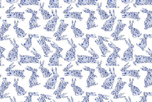 Blue Bunny Placemat 12.5" x 18.5" Durable Heavyweight Paper Elegant Table Setting - 24 Count