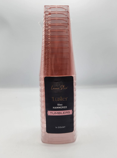 10 oz Fancy Hammered Pink Plastic Tumblers – Elegant Disposable Wedding Parties