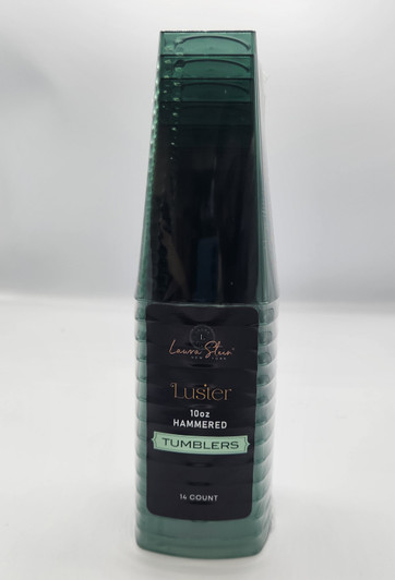 10 oz Fancy Hammered Green Plastic Tumblers – Elegant Disposable Wedding Parties